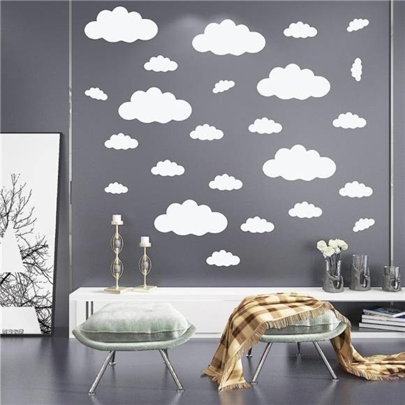 Big Clouds Wall Decals Removable DIY Large Vinyl Sticker Self Adhesive Wallpaper - Picture 3 of 6